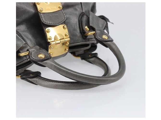 Borsa a mano Miu Miu in pelle grigia tono oro Auth BA15532V Marrone - vista 7