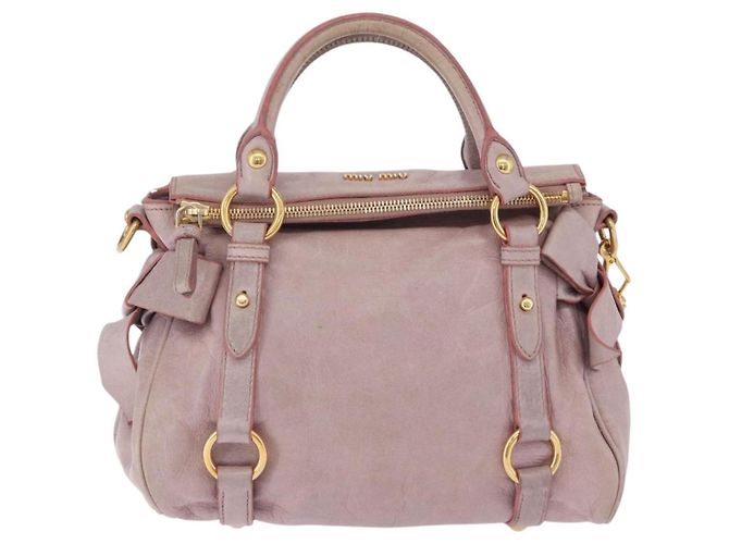 Borsa Miu Miu Vitellolux 2way Pink Gold Auth LN171V Rosa D'oro - vista 13