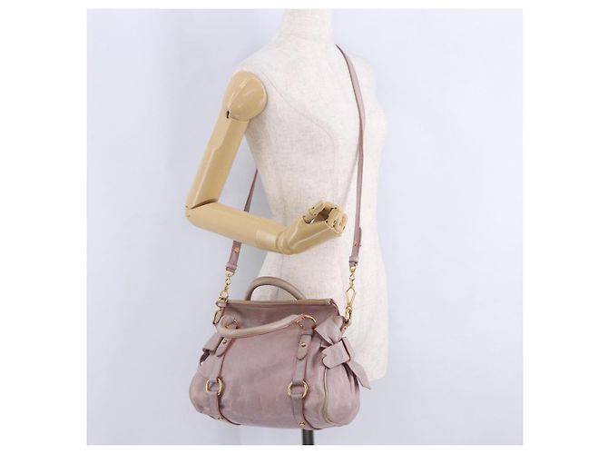 Borsa Miu Miu Vitellolux 2way Pink Gold Auth LN171V Rosa D'oro - vista 34
