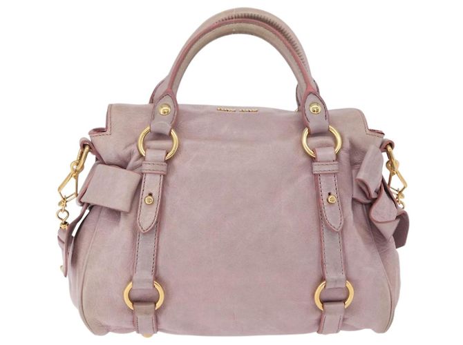 Borsa Miu Miu Vitellolux 2way Pink Gold Auth LN171V Rosa D'oro - vista 4