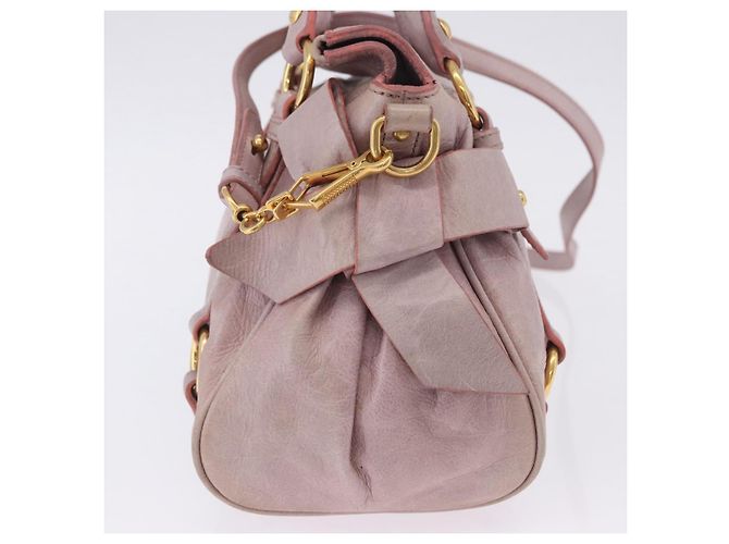 Borsa Miu Miu Vitellolux 2way Pink Gold Auth LN171V Rosa D'oro - vista 5