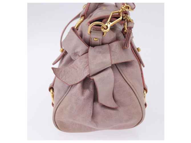 Borsa Miu Miu Vitellolux 2way Pink Gold Auth LN171V Rosa D'oro - vista 7