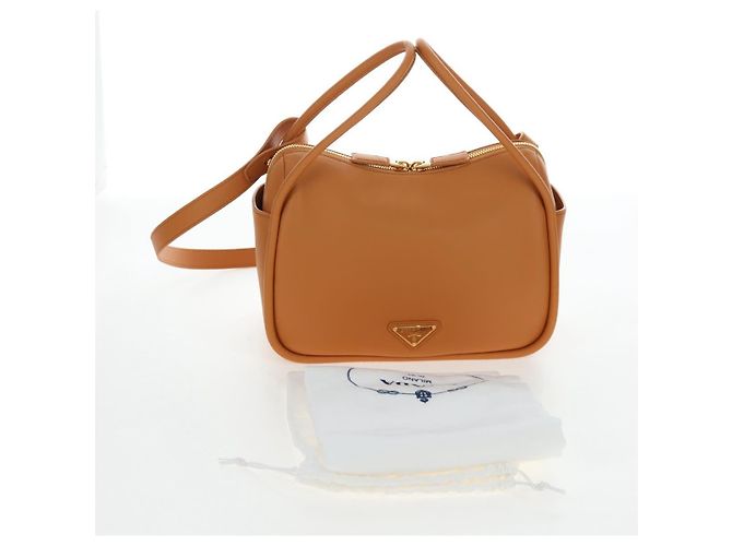 Sac à épaule PRADA Darling en cuir beige doré Auth 200771SAM - vue 12