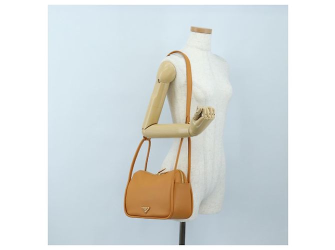 Sac à épaule PRADA Darling en cuir beige doré Auth 200771SAM - vue 25
