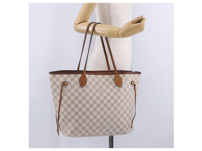 Borsa Tote LOUIS VUITTON Damier Azur Neverfull MM N41605 LV Auth 204358 - vista 33