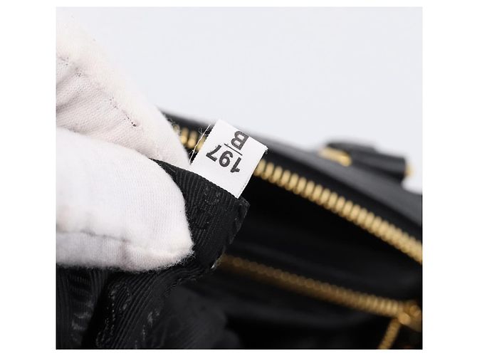 Borsa a Mano PRADA Nylon Pelle 2way Nero Oro Auth ki6822V D'oro - vista 11