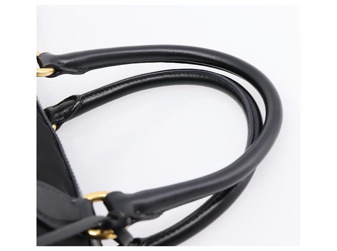Borsa a Mano PRADA Nylon Pelle 2way Nero Oro Auth ki6822V D'oro - vista 14