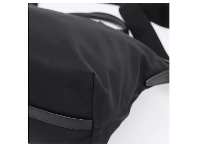 Borsa a Mano PRADA Nylon Pelle 2way Nero Oro Auth ki6822V D'oro - vista 15