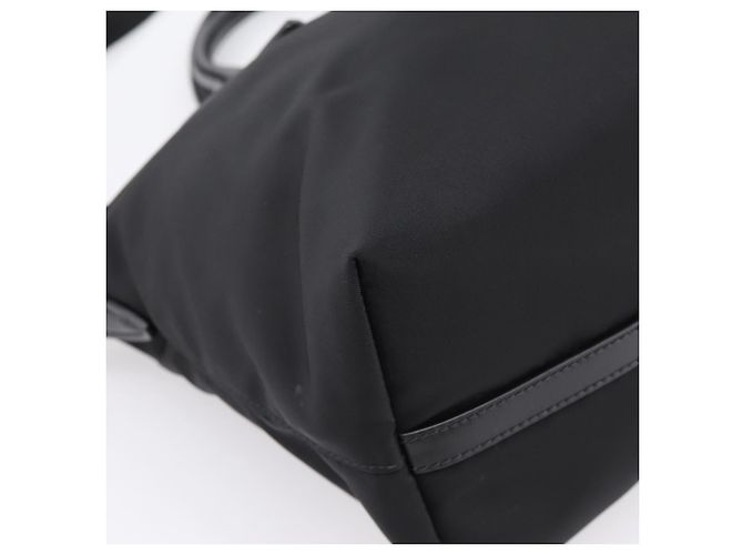 Borsa a Mano PRADA Nylon Pelle 2way Nero Oro Auth ki6822V D'oro - vista 16