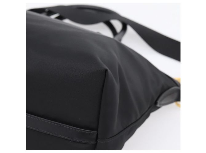 Borsa a Mano PRADA Nylon Pelle 2way Nero Oro Auth ki6822V D'oro - vista 17