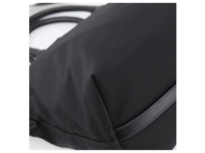 Borsa a Mano PRADA Nylon Pelle 2way Nero Oro Auth ki6822V D'oro - vista 18