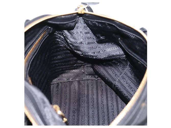 Borsa a Mano PRADA Nylon Pelle 2way Nero Oro Auth ki6822V D'oro - vista 22