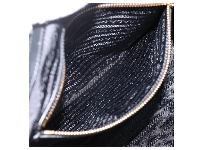 Borsa a Mano PRADA Nylon Pelle 2way Nero Oro Auth ki6822V D'oro - vista 25