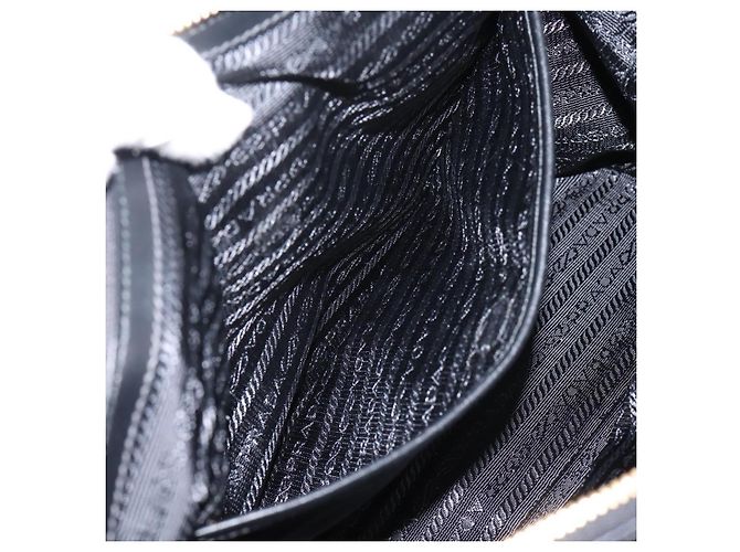 Borsa a Mano PRADA Nylon Pelle 2way Nero Oro Auth ki6822V D'oro - vista 26