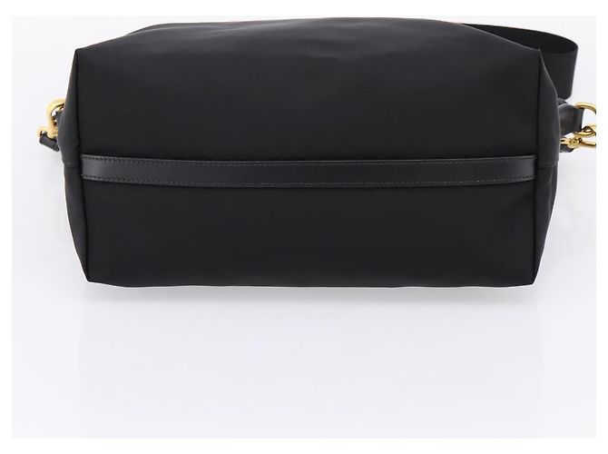 Borsa a Mano PRADA Nylon Pelle 2way Nero Oro Auth ki6822V D'oro - vista 5