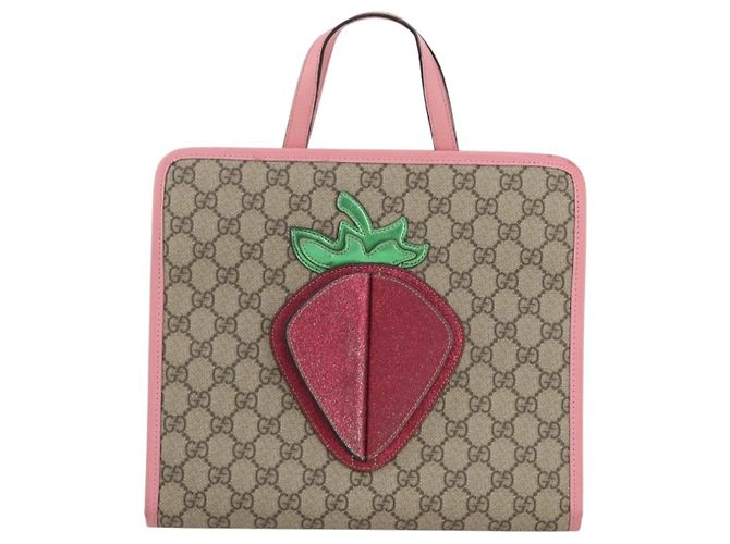 Borsa per bambini GUCCI GG Supreme PVC Beige 630589 Auth 204842A - vista 13