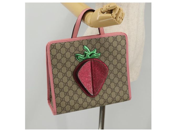 Borsa per bambini GUCCI GG Supreme PVC Beige 630589 Auth 204842A - vista 27