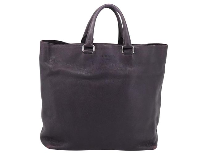 PRADA Handtasche Vittero Dino Leather Purple Silver Auth 203600 Silber Lila - Ansicht 13