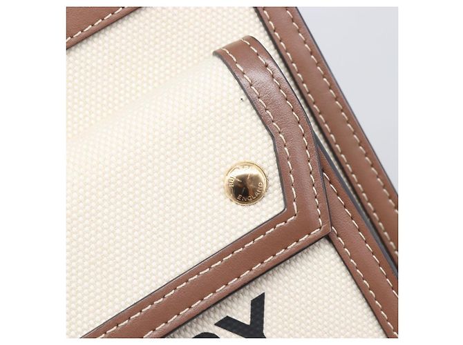 Borsa a mano BURBERRY Canvas 2way Beige Gold Auth 204656V D'oro - vista 22