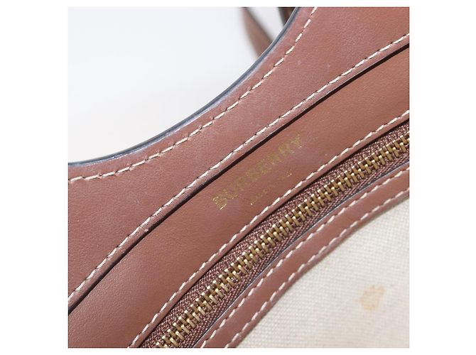 Borsa a mano BURBERRY Canvas 2way Beige Gold Auth 204656V D'oro - vista 23
