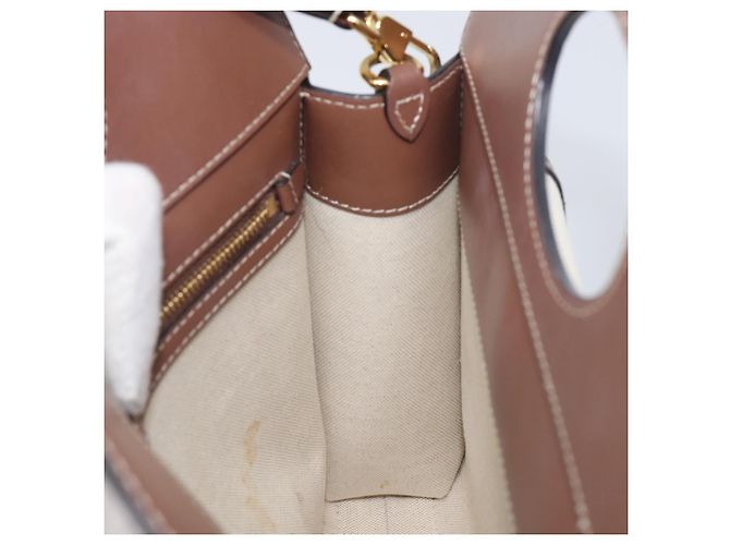 Borsa a mano BURBERRY Canvas 2way Beige Gold Auth 204656V D'oro - vista 24