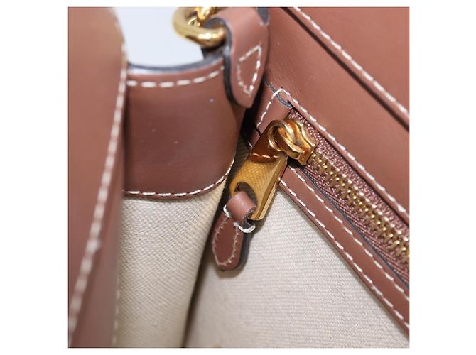 Borsa a mano BURBERRY Canvas 2way Beige Gold Auth 204656V D'oro - vista 26