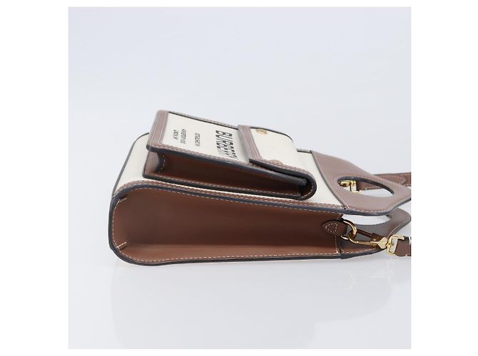 Borsa a mano BURBERRY Canvas 2way Beige Gold Auth 204656V D'oro - vista 4
