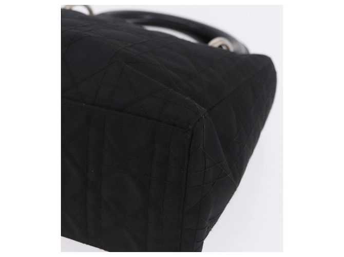 Borsa Christian Dior Lady Dior Canage Nylon Black Silver Auth 201347 Nero Argento - vista 16