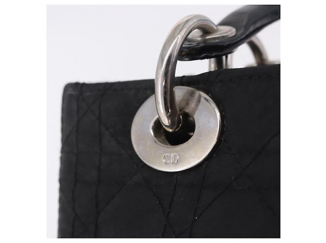 Borsa Christian Dior Lady Dior Canage Nylon Black Silver Auth 201347 Nero Argento - vista 19