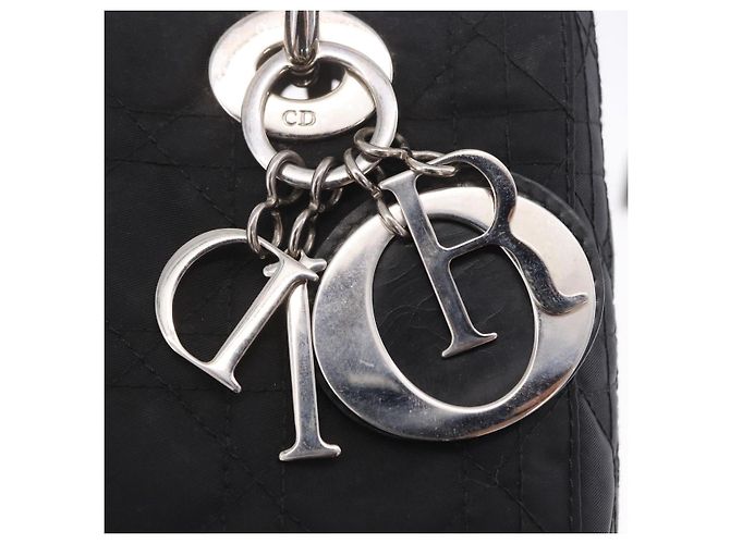 Borsa Christian Dior Lady Dior Canage Nylon Black Silver Auth 201347 Nero Argento - vista 20