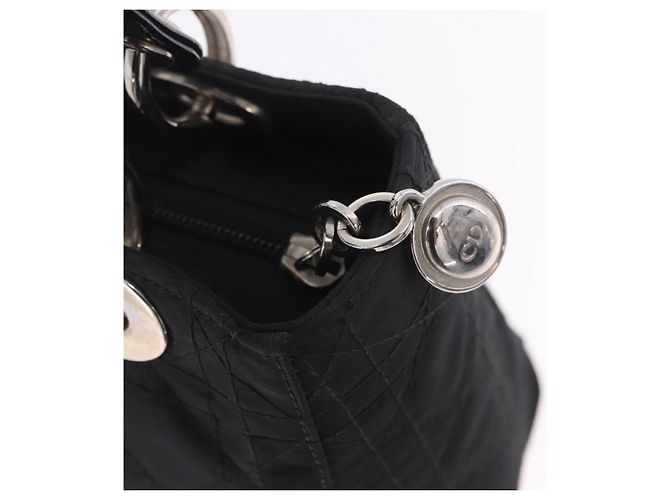 Borsa Christian Dior Lady Dior Canage Nylon Black Silver Auth 201347 Nero Argento - vista 21