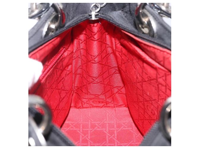 Borsa Christian Dior Lady Dior Canage Nylon Black Silver Auth 201347 Nero Argento - vista 23
