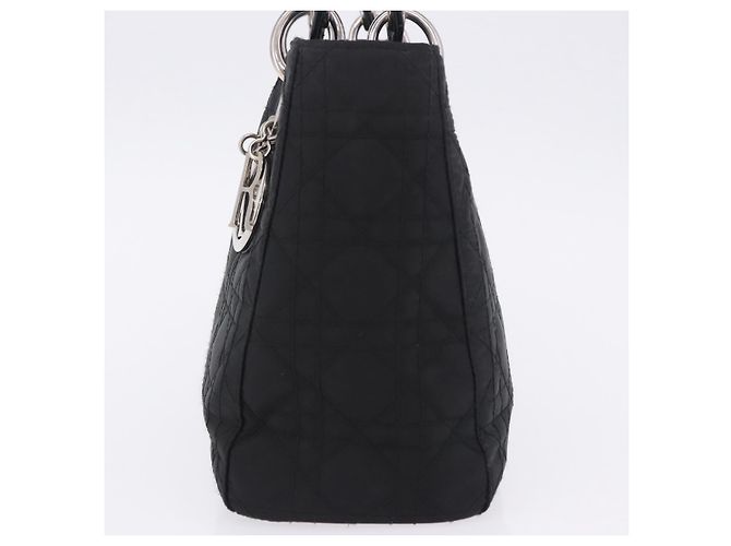 Borsa Christian Dior Lady Dior Canage Nylon Black Silver Auth 201347 Nero Argento - vista 4
