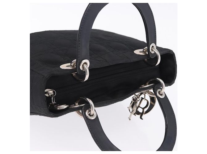 Borsa Christian Dior Lady Dior Canage Nylon Black Silver Auth 201347 Nero Argento - vista 7