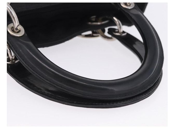 Borsa Christian Dior Lady Dior Canage Nylon Black Silver Auth 201347 Nero Argento - vista 8