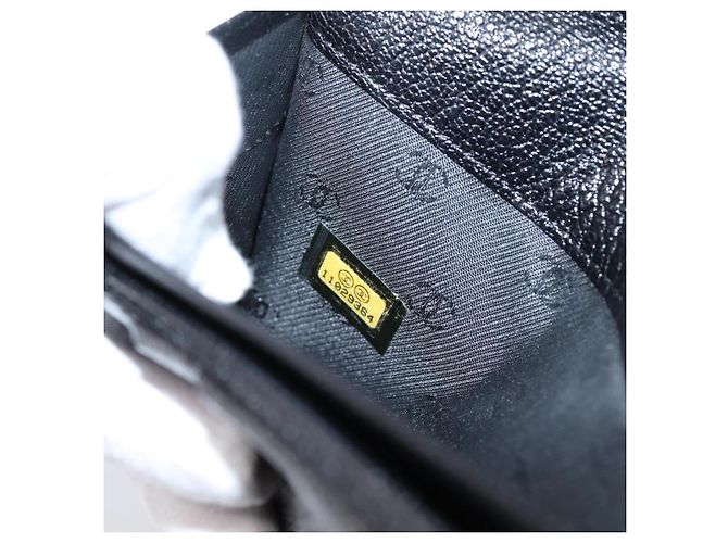 Cartera larga CHANEL de cuero negro con CC plateado Auth 204783 Plata - vista 11