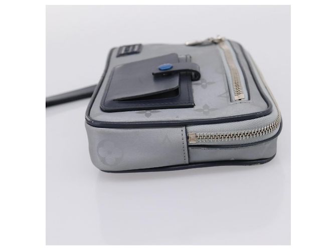 Borsa a pochette LOUIS VUITTON Monogram Satellite Alpha Clutch Bag Silver M44171 LV Auth 204313A Argento - vista 3