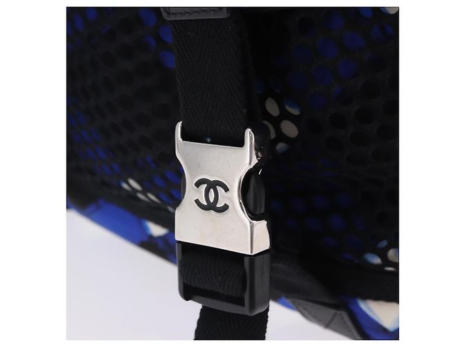 Borsa CHANEL Airline Tote Bag Nylon 2way Blue Silver CC Auth ka6246V Argento - vista 22