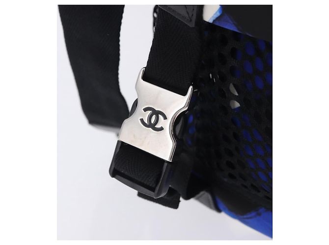Borsa CHANEL Airline Tote Bag Nylon 2way Blue Silver CC Auth ka6246V Argento - vista 23