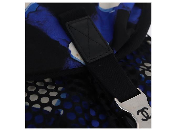 Borsa CHANEL Airline Tote Bag Nylon 2way Blue Silver CC Auth ka6246V Argento - vista 24