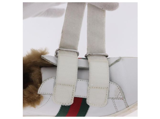 GUCCI Web Sherry Line Kinderschuhe aus Leder Weiß Auth ar14270 - Ansicht 11