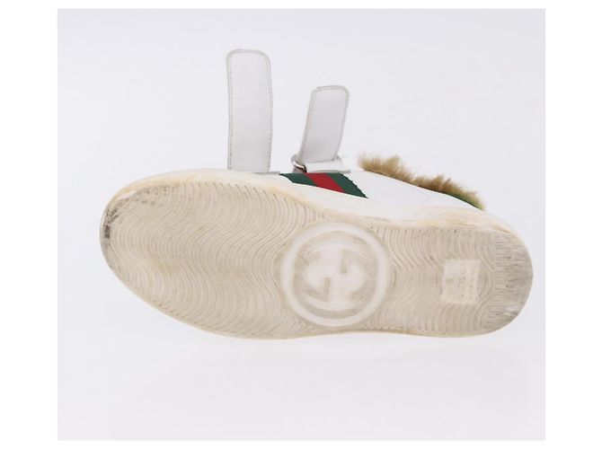 GUCCI Web Sherry Line Kinderschuhe aus Leder Weiß Auth ar14270 - Ansicht 12