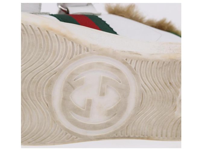 GUCCI Web Sherry Line Kinderschuhe aus Leder Weiß Auth ar14270 - Ansicht 14