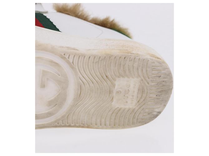 GUCCI Web Sherry Line Kinderschuhe aus Leder Weiß Auth ar14270 - Ansicht 15