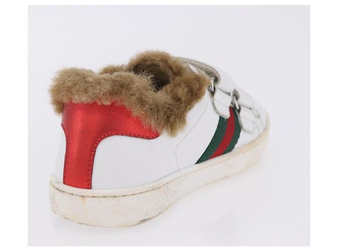 GUCCI Web Sherry Line Kinderschuhe aus Leder Weiß Auth ar14270 - Ansicht 22