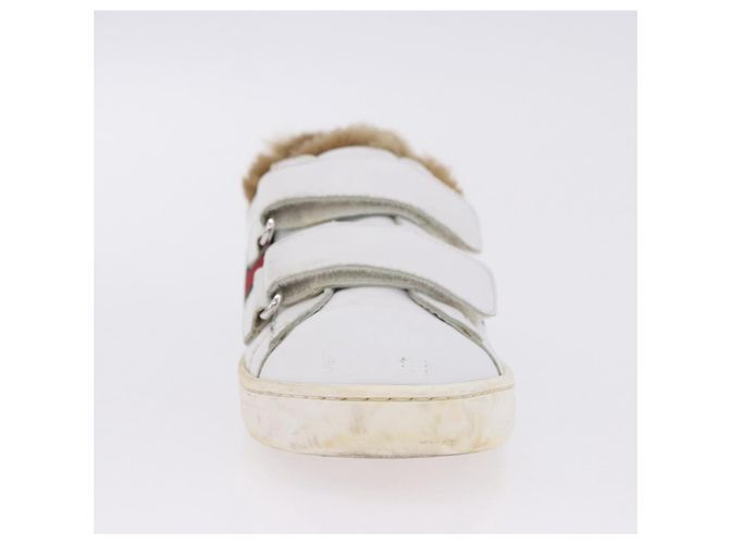 GUCCI Web Sherry Line Kinderschuhe aus Leder Weiß Auth ar14270 - Ansicht 30