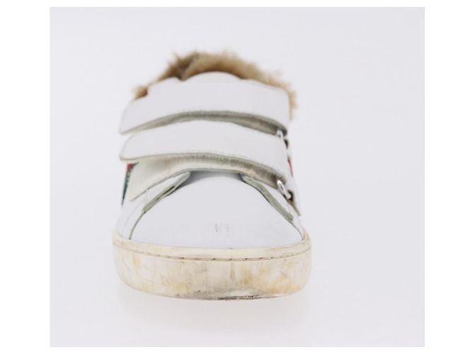 GUCCI Web Sherry Line Kinderschuhe aus Leder Weiß Auth ar14270 - Ansicht 6