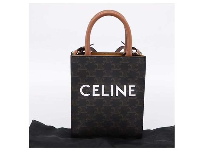 Céline Bolso de mano CELINE Triomphe Canvas Mini Vertical Cabas PVC 2way Negro Auth 204112M - vista 12