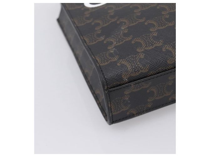 Céline Bolso de mano CELINE Triomphe Canvas Mini Vertical Cabas PVC 2way Negro Auth 204112M - vista 16