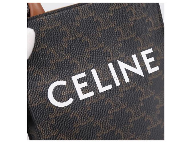 Céline Bolso de mano CELINE Triomphe Canvas Mini Vertical Cabas PVC 2way Negro Auth 204112M - vista 19